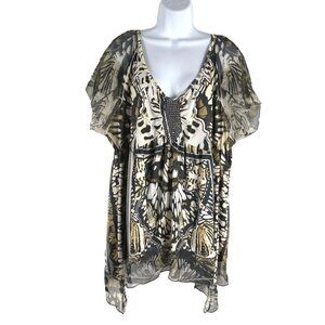 Live And Let Live Top 2X Fairy‎ Whimsical Multicolored Printed Embellished